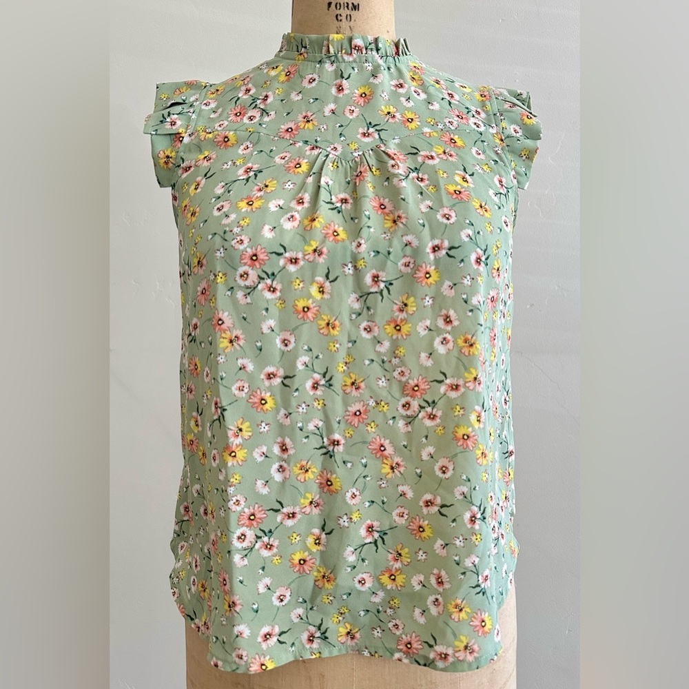 Monteau Mint Floral Blouse - Picture 2 of 12